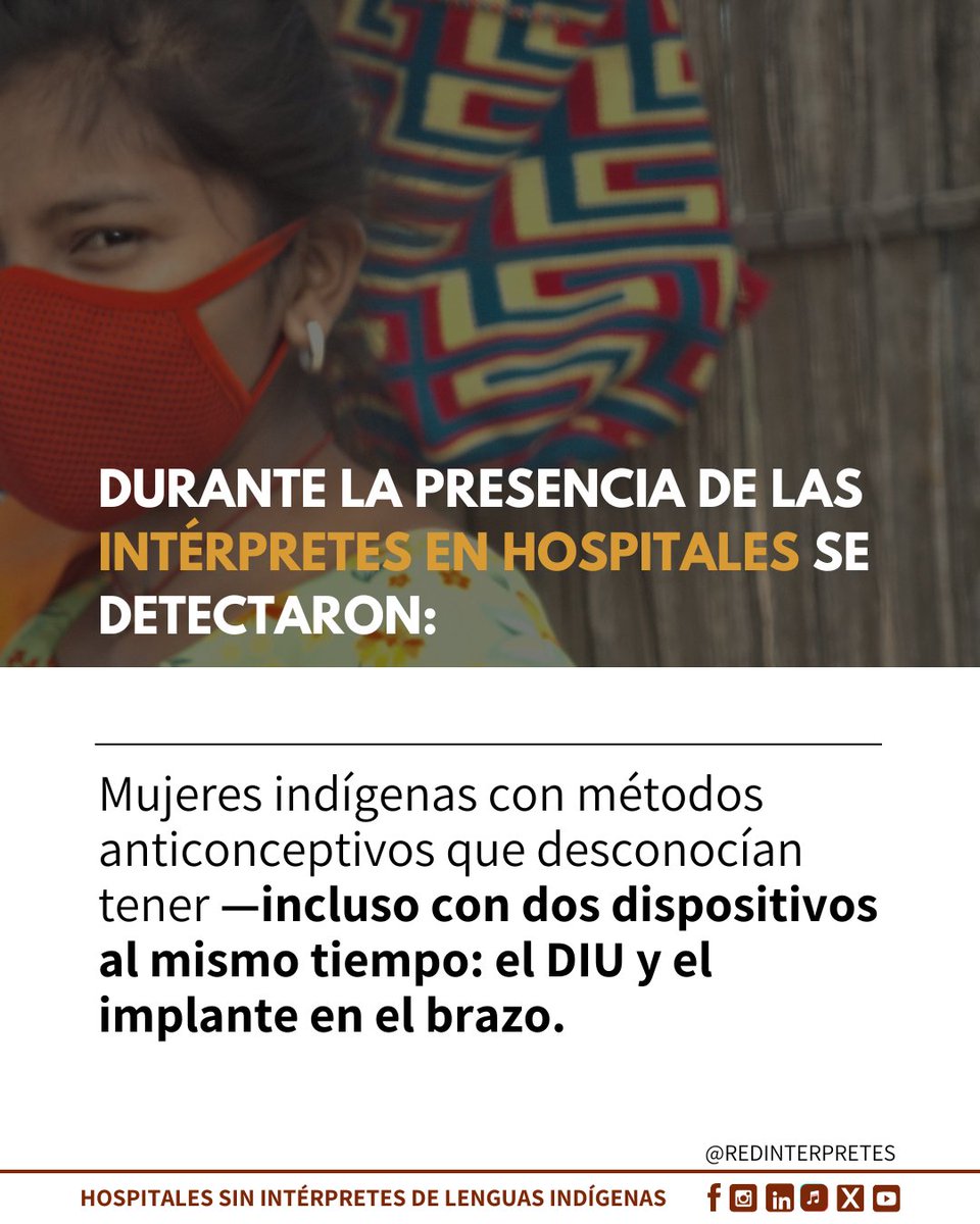 🏥Sin intérpretes en hospitales, mujeres indígenas reciben anticonceptivos que no solicitaron.

🌎 ¡Urge exigir intérpretes médicos de lenguas indígenas en los hospitales!

#redinterpretes #REDIN #oaxaca #pueblosindigenas #FondoCanadaMX