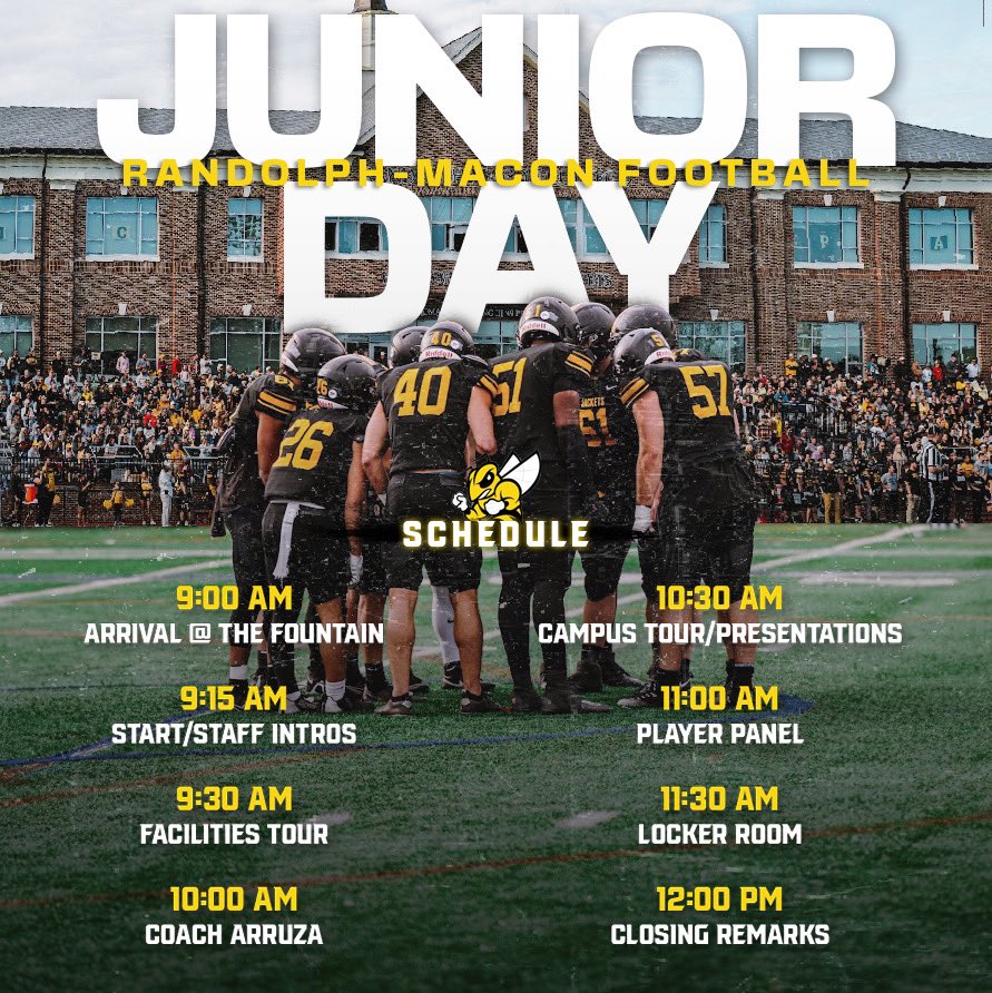 Macklin Gaffney (@gaffneymac842) on Twitter photo Ready for my Randolph Macon visit tomorrow. Canโt wait to meet the staff and see the campus. <a href="/CoachDaveBishop/">David Bishop ๐</a> <a href="/CoachMcGeeRMC/">Nick McGee</a>
<a href="/RandolphMacon/">randolphmacon</a> Ready for my Randolph Macon visit tomorrow. Canโt wait to meet the staff and see the campus. <a href="/CoachDaveBishop/">David Bishop ๐</a> <a href="/CoachMcGeeRMC/">Nick McGee</a>
<a href="/RandolphMacon/">randolphmacon</a>