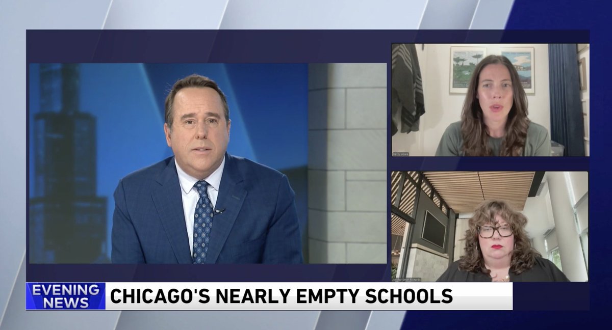 Great to see <a href="/jsmithrichards/">Jennifer Smith Richards</a> <a href="/beckyvevea/">Becky Vevea</a> on <a href="/WGNNews/">WGN TV News</a> to talk about our joint <a href="/propublica/">ProPublica</a>-<a href="/chalkbeatCHI/">Chalkbeat Chicago</a> investigation into Chicago's failure to address its costly tiny schools. wgntv.com/chicago-educat…