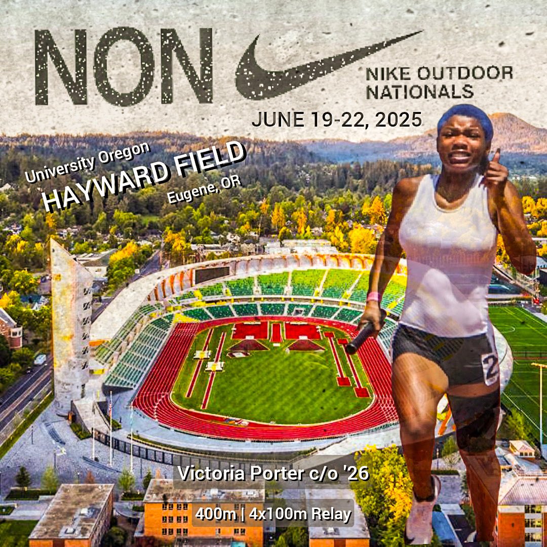 porter_vicky4's tweet photo. Stay tuned on Friday, June 20th to watch me compete in the 400 meter dash and 4x100 meter relay at Nike Outdoor Nationals! #trackandfield #strongerfasterbetter https://t.co/Oq8OvjIGNj