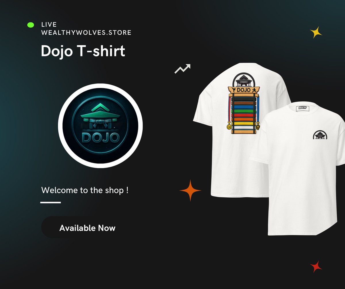 Wealthy Wolves (@wealthywolvesx) on Twitter photo Weβre back with more official apparel powered by WealthyWolves.store π€
Enter with honor β the Dojo T-shirt is now available π₯
Respect the belt. Climb the ranks. Master the path. <a href="/DOJOcoin_CRO/">DOJO π―β©οΈ Coin</a>
π Limited drop
π¨ Belt rank ladder design
π Clean white tee with dojo mark Weβre back with more official apparel powered by WealthyWolves.store π€
Enter with honor β the Dojo T-shirt is now available π₯
Respect the belt. Climb the ranks. Master the path. <a href="/DOJOcoin_CRO/">DOJO π―β©οΈ Coin</a>
π Limited drop
π¨ Belt rank ladder design
π Clean white tee with dojo mark