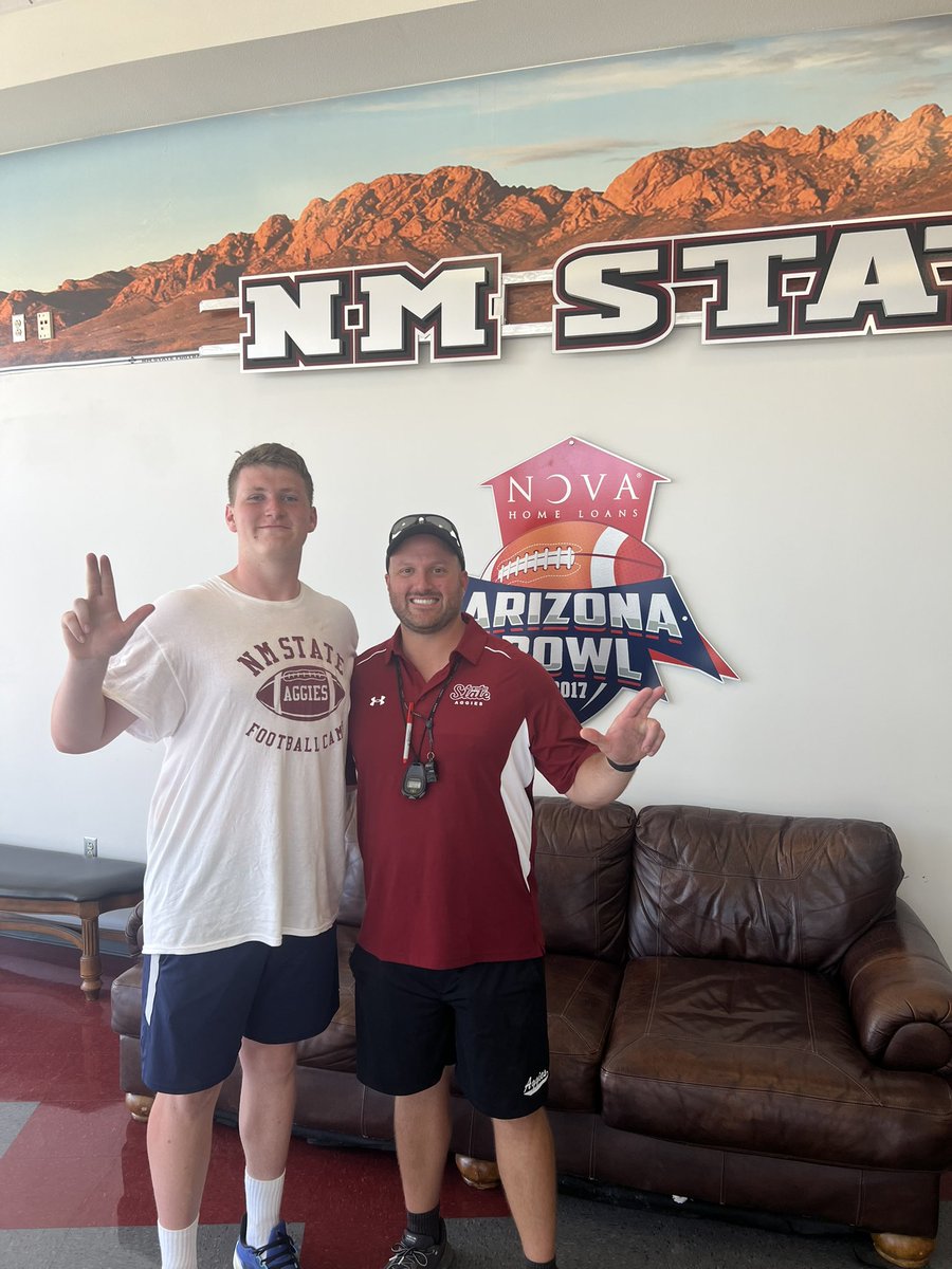 HaydenDavi54's tweet image. Had a great time yesterday being able to compete and get better at the @NMStateFootball camp! Thank you to everyone who made it possible, can’t wait for the future! @CoachCannova63 @Robcast70