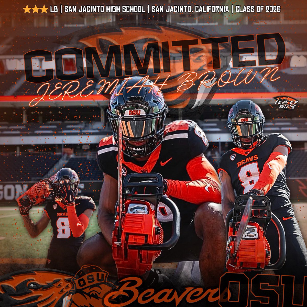 BOOOOOOM! BEAVS LANDED ⭐️⭐️⭐️ LB <a href="/JeremiahBrown_8/">Jeremiah D. Brown</a> ON SATURDAY (while I was sick!)

The 6'3 200lb backer chose us over SDSU, Fresno, USU, SJSU and a fcs offer!