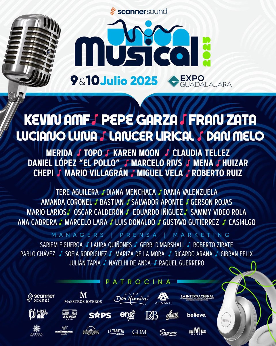 🎙️¡@unionmusical2025 llega a sacudir la industria!

La cumbre más importante de la música en español regresa a Guadalajara.

🗓️ 9 y 10 de julio
📍<a href="/ExpoGuadalajara/">Expo Guadalajara</a> 
🎟️ tushow.live/eventos/union-…

#UniónMusical2025 #IndustriaMusical #MúsicaEnEspañol