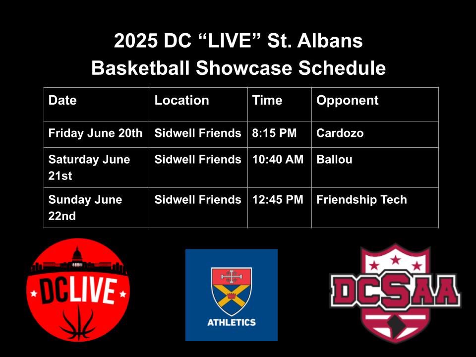 Our DC LIVE schedule at Sidwell Friends this weekend for <a href="/DCSAASports/">DC State Athletics</a>