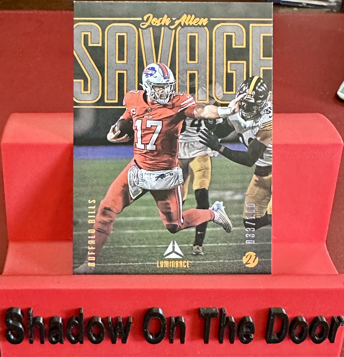 SODCards's tweet photo. 2021 Panini Luminance Savage Orange #TS2 Josh Allen Buffalo Bills MVP/100

Starting at $21.99
https://t.co/Zcf9FE5hWG https://t.co/N1Snvi9GUi