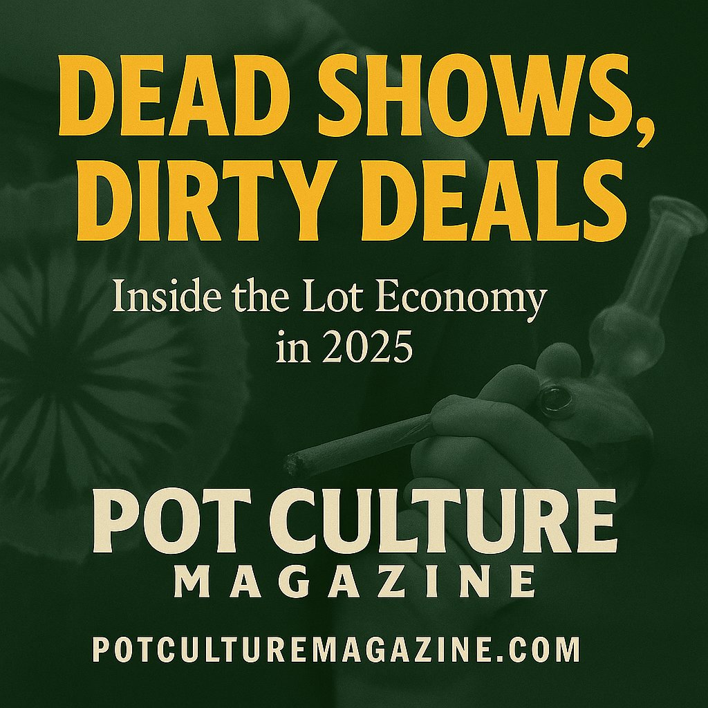 PotCultureMag's tweet photo. Good evening, Connoisseurs. They still call it Shakedown, but in 2025, it runs on crypto and burner phones. Tomorrow at 10 AM: Inside The Outlaw Economy Of The Dead Lot Scene. #PotCultureMagazine #DeadShows #Cannabis #420Community #WeedLife #CannabisCulture #Weed #OutlawEconomy https://t.co/4j5P1OEhcC