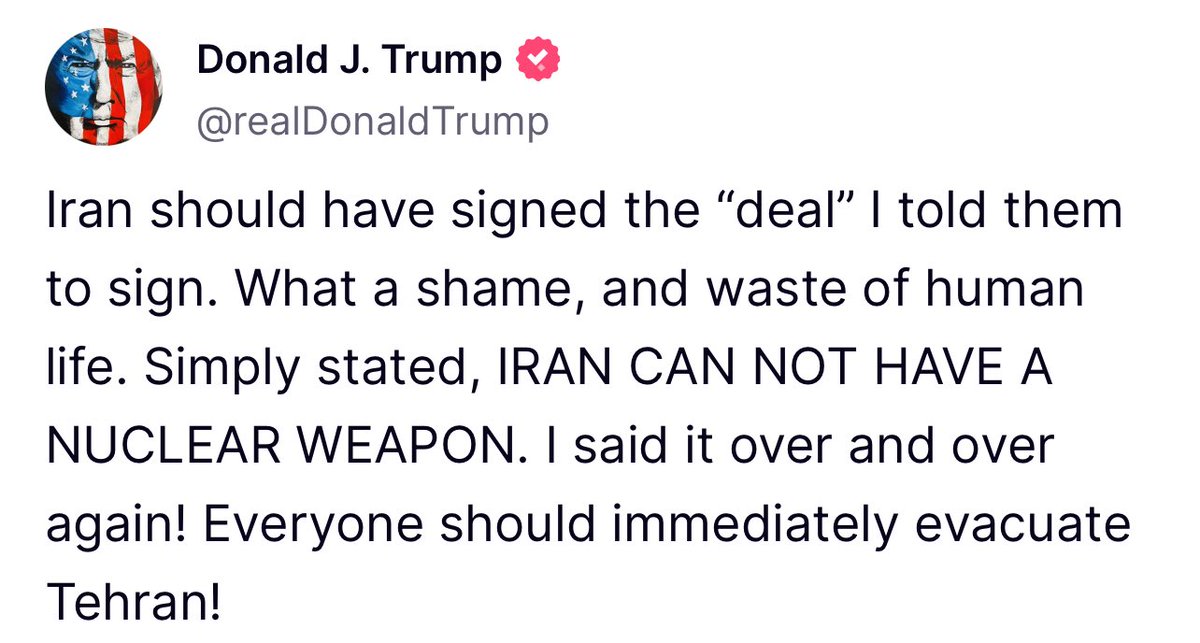 MichelleMakori's tweet image. Trump has urged Iranians to evacuate Tehran immediately.
He just cut his G7 visit in Canada short and ordered his National Security Council to convene at the White House tonight.
Reports indicate increased US surveillance over Iran’s Fordow nuclear facility -an underground…