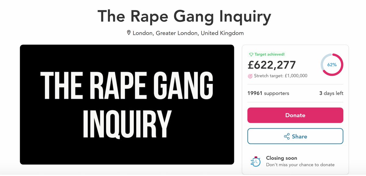 'Closing soon' only 3-days left on Rupert Lowe's dodgy GoFundMe Inquiry fundraiser. Why is he still taking money when a national inquiry has been announced, and where is this money going now? Is there fraud here? I don't know I'm only asking a question.