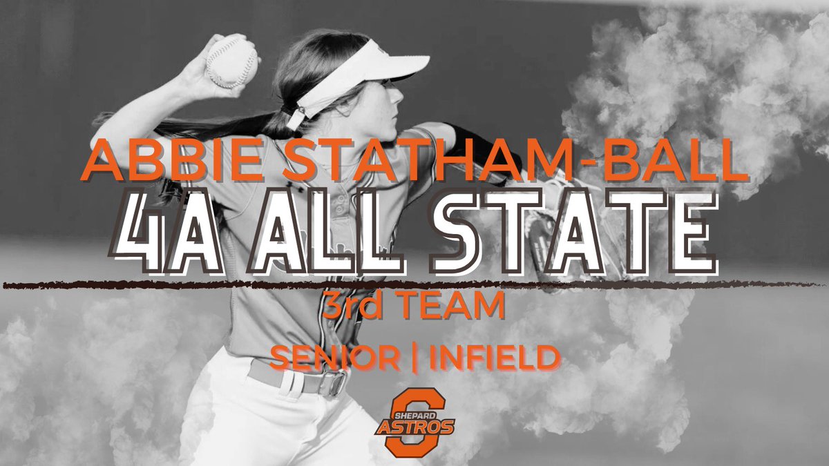 Shepard High School Softball (@shepardsoftball) on Twitter photo ALL STATE 3rd TEAM
Abbie Statham-Ball | Shortstop
<a href="/ABS_Athletics/">Shepard Athletics</a> <a href="/ShepardAstros/">Shepard High School</a>
Congrats on this accomplishment!!
Thank you <a href="/ica_softball/">ICA Softball</a> for recognizing hard working athletes! ALL STATE 3rd TEAM
Abbie Statham-Ball | Shortstop
<a href="/ABS_Athletics/">Shepard Athletics</a> <a href="/ShepardAstros/">Shepard High School</a>
Congrats on this accomplishment!!
Thank you <a href="/ica_softball/">ICA Softball</a> for recognizing hard working athletes!