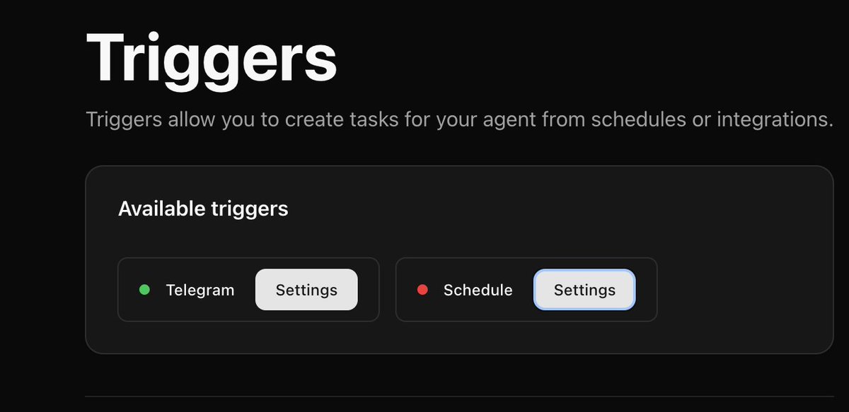 BertrandBuild's tweet image. let's "wake up" agents
just added a trigger scheduler
so processes can be started at a certain time