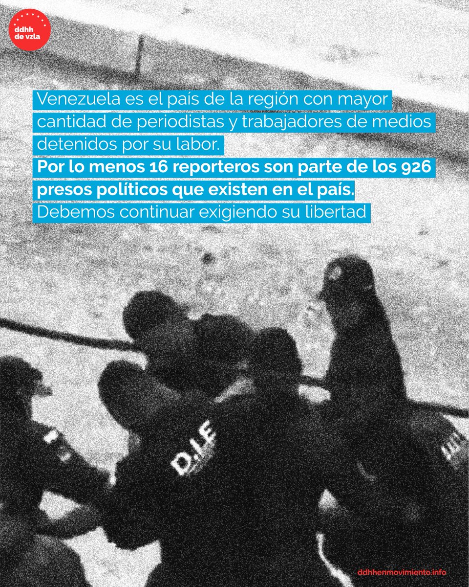 16 periodistas y trabajadores de la prensa están presos arbitrariamente en Venezuela al #2Junio2025, según el CNP. Esta cifra, que incluye casos como Carlos Marcano y Nakary Ramos, demuestran un grave aumento de la represión. #LibertadDePrensa #Venezuela
