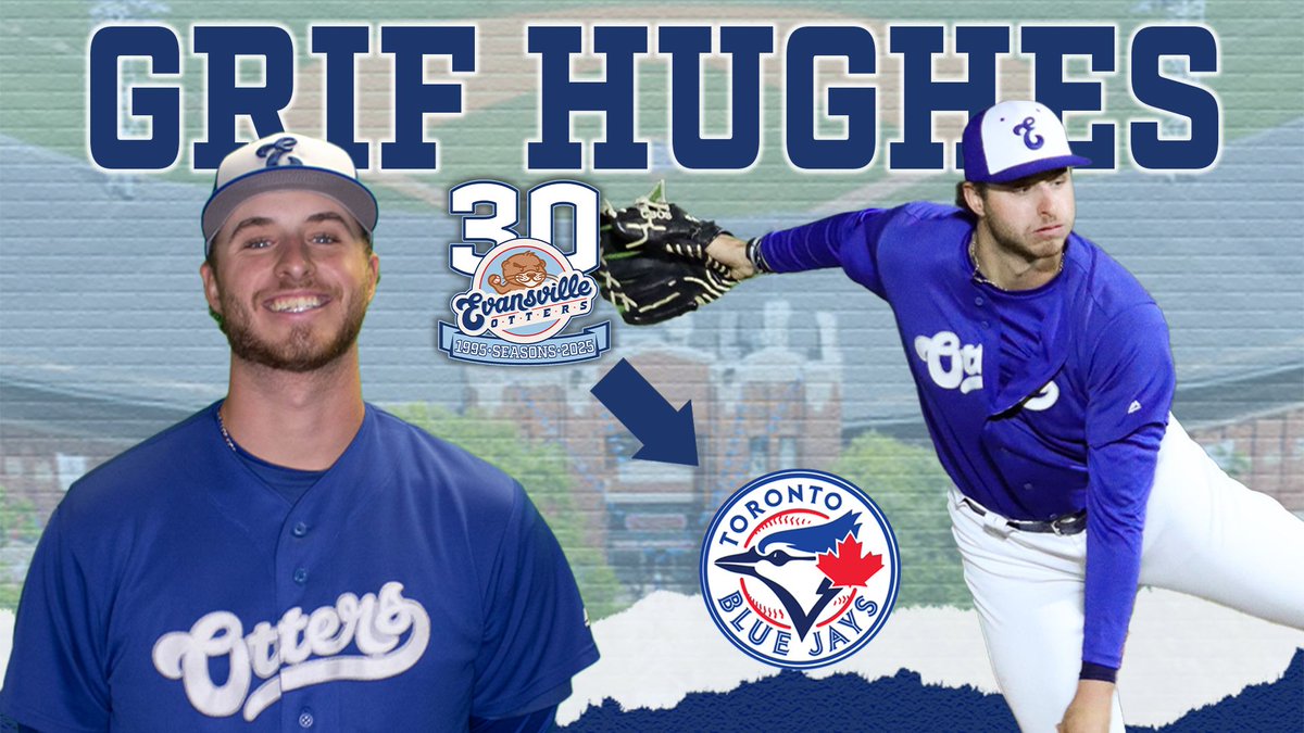 🚨GRIF HUGHES CONTRACT PURCHASED🚨

We are proud to announce that left-handed pitcher Grif Hughes has had his contract purchased by the Toronto Blue Jays!

Full release: evansvilleotters.com/news-home?nID=… 

#Otters30th x #NextLevelOtters