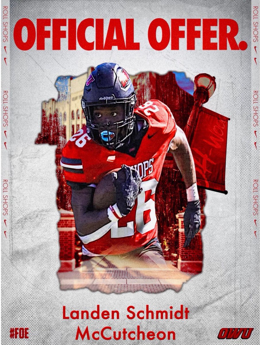 Landen schmidt (@schmidty1821) on Twitter photo After a good camp and conversation with <a href="/Coach_Sheirer/">Ethan Sheirer</a> I am proud to say I have received my first official offer from <a href="/OWUFB/">Ohio Wesleyan University Football</a>!!!
<a href="/McCMavsFootball/">Maverick Football</a> <a href="/ruem_43/">Brandon Ruemler</a> <a href="/coachjstrasser/">Coach Josh Strasser</a>
<a href="/IndianaPreps/">Indiana Preps</a> After a good camp and conversation with <a href="/Coach_Sheirer/">Ethan Sheirer</a> I am proud to say I have received my first official offer from <a href="/OWUFB/">Ohio Wesleyan University Football</a>!!!
<a href="/McCMavsFootball/">Maverick Football</a> <a href="/ruem_43/">Brandon Ruemler</a> <a href="/coachjstrasser/">Coach Josh Strasser</a>
<a href="/IndianaPreps/">Indiana Preps</a>
