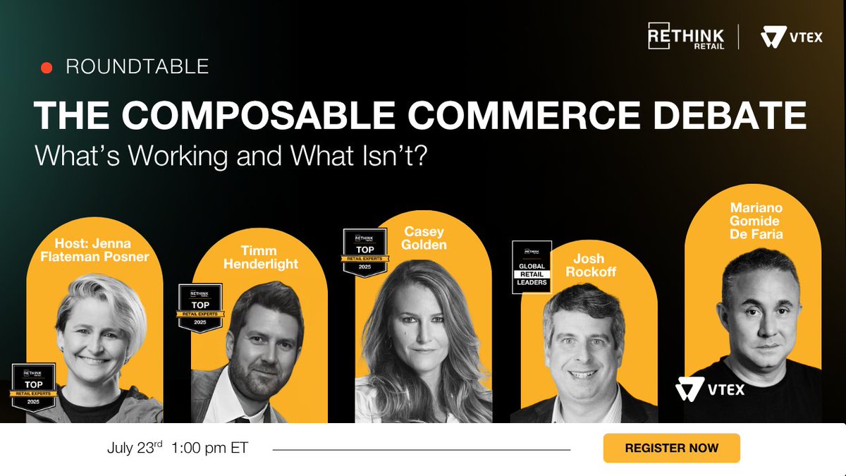 What happens when integration &gt; innovation in retail?

Host Jenna Flateman Posner joins Casey Golden, Timm Henderlight, Mariano Gomide de Faria and Joshua Rockoff to break down what MACH &amp; modular really mean.

Not sides—solutions.
📅 July 23 | 1PM ET
👉 Save your spot: