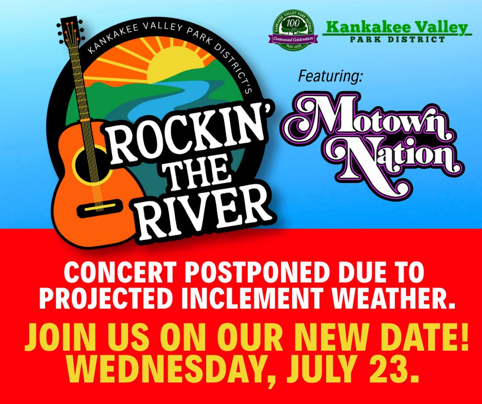 Summer weather can be unpredictable. We want to ensure everyone has the best experience possible at our Rockin' the River Concerts, so we’re rescheduling the Wednesday, June 18 concert with Motown Nation. Check out the details below.