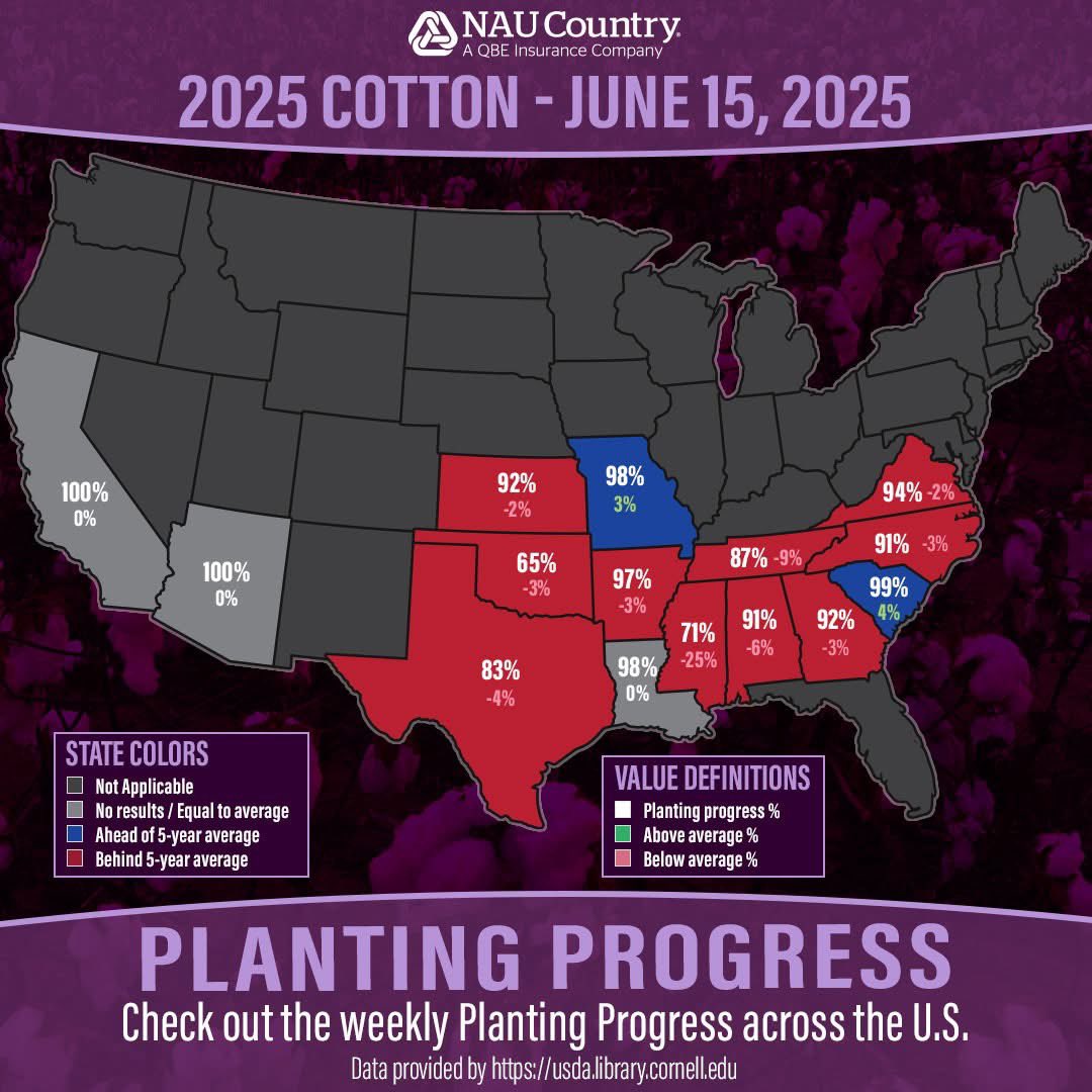 naucountry's tweet image. As the 2025 planting season kicks into high gear, farmers across the country are making strides in the fields! Check out the latest USDA data showing crop planting progress for soybeans, grain sorghum, and cotton. Learn more usda.library.cornell.edu/concern/public… #Plant25 #CropProgress #USDA