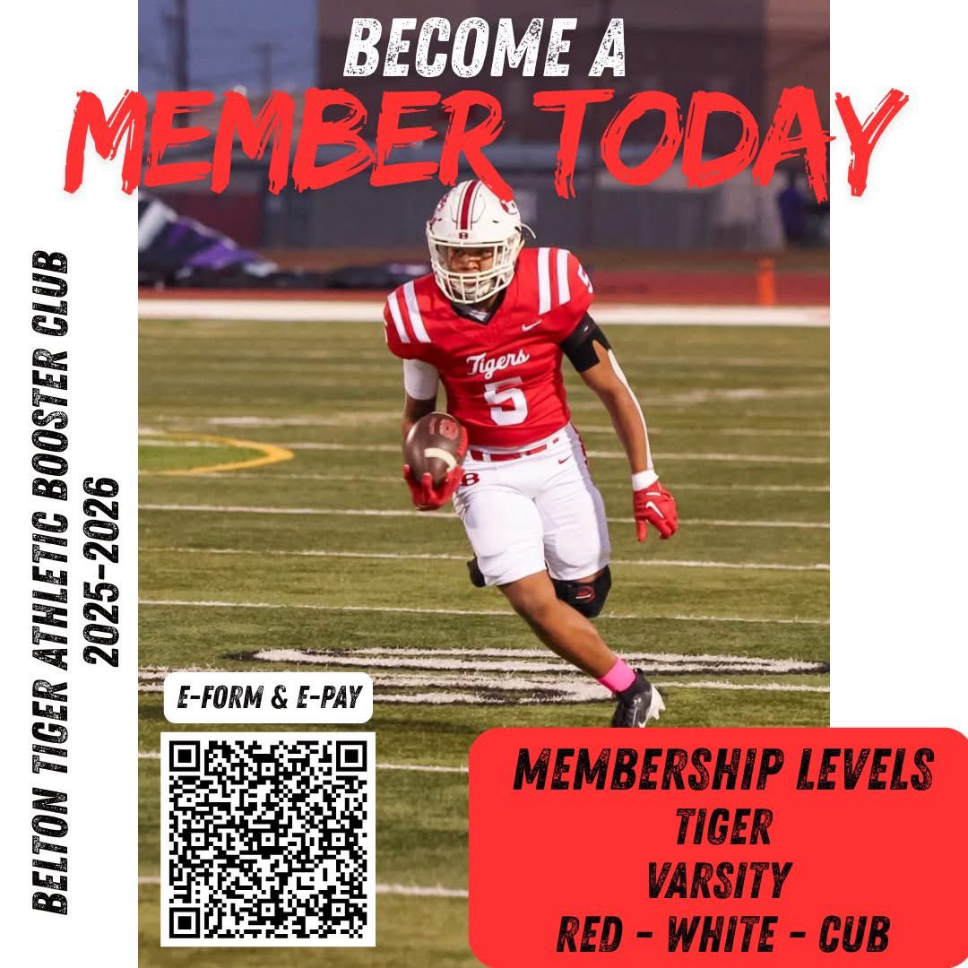 Calling ALL Belton Tiger Athletic Fans! 📣 Now is the time to Join the BTABC Through your support last year, we were able to donate over $23,600 worth of facility, practice or competition related items to many different athletic programs at Belton HS! 👏🏼 Click the link below 👇🏼