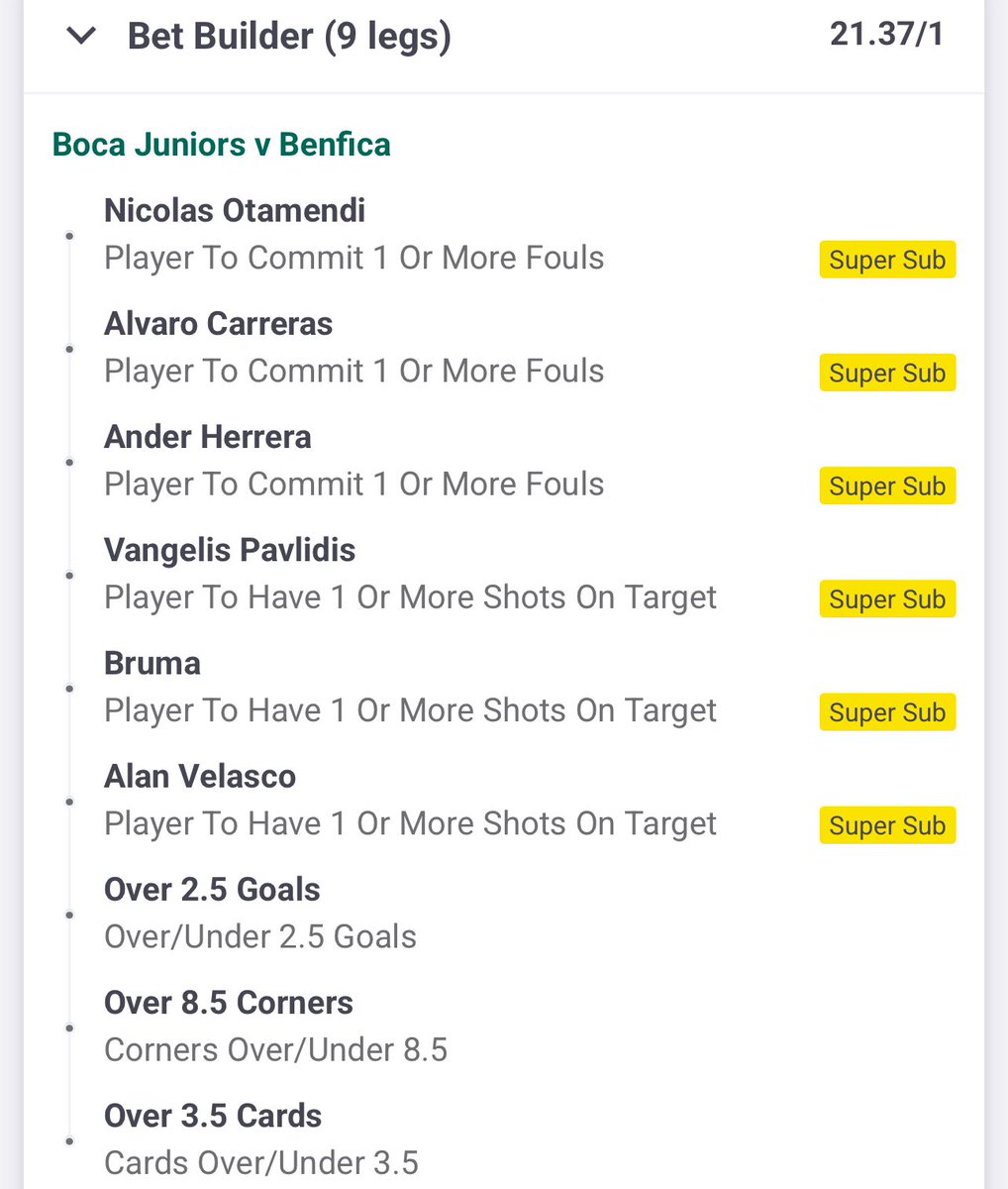 Boca Juniors vs Benfica Bet Builder

@ 22.37 odds

❤️this tweet if you back it!
