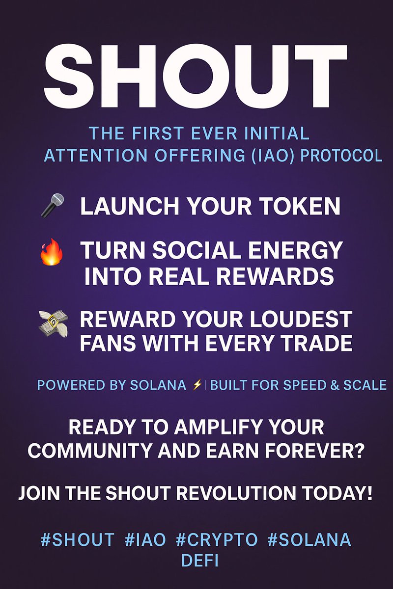 Amirthunder03's tweet photo. 🎯 Attention is currency now...
And with @shoutdotfun, you can actually trade it! 💸
Introducing the world’s first IAO – Initial Attention Offering protocol:
Where memes, mentions &amp; posts = real rewards 🔥
No sponsors. No big following. Just be loud, earn loud 
$SHOUT $FAN $BANE https://t.co/P89qhCfJ2H