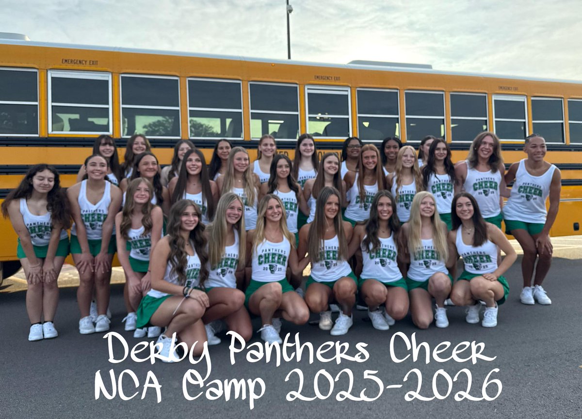 DHS_Panthers's tweet image. 💚📣 Big shoutout to our Derby High School cheerleaders as they head off to NCA Cheer Camp today! 

They’ve put in the hard work to get ready for camp, and now they’re set to level up and return with even more cheer expertise and energy. 

Let’s go, Panthers! #DerbyProud