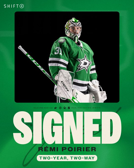 Signed Remi Poirier to a two-year, two-way contract with a photo of Remi in his gear