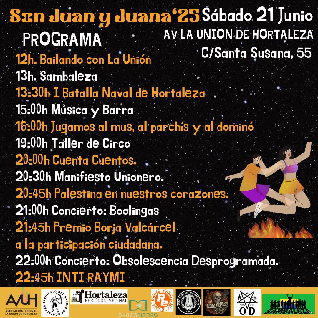 AVLaUnion's tweet image. Este sábado 21 de junio:
Juan  y Juana 2025,
Fiestas del Barrio de Parque de Santa María.
Organizadas por la Asociación Vecinal La Unión de Hortaleza
Os esperamos desde las 12h en la explanada de la c/Santa Susana,55.
Mira el programa y ven a disfrutar de las fiestas de barrio!!
