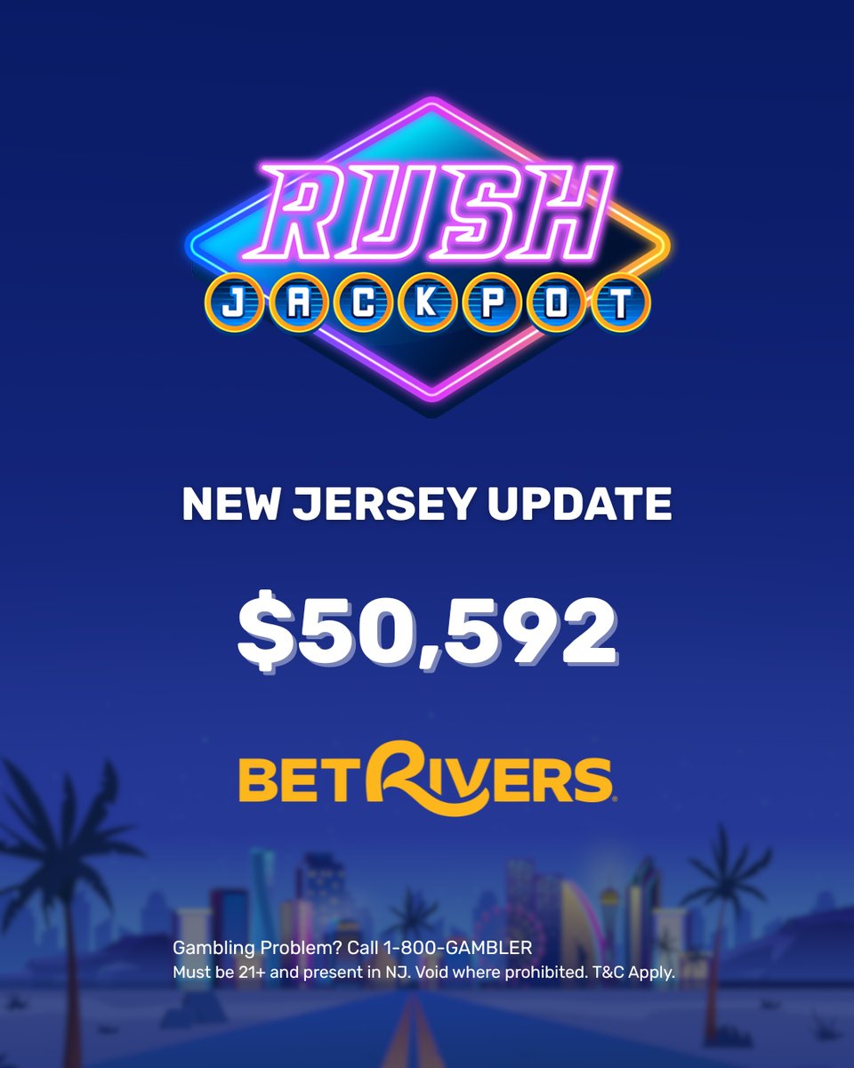 New Jersey, your Rush Jackpot just hit the big leagues 🤑

Over $50K in Bonus Money is waiting to drop, and it could happen when you least expect it!

Play your favorite casino games at BetRivers.com and be ready to spin if the pop-up appears 🎰