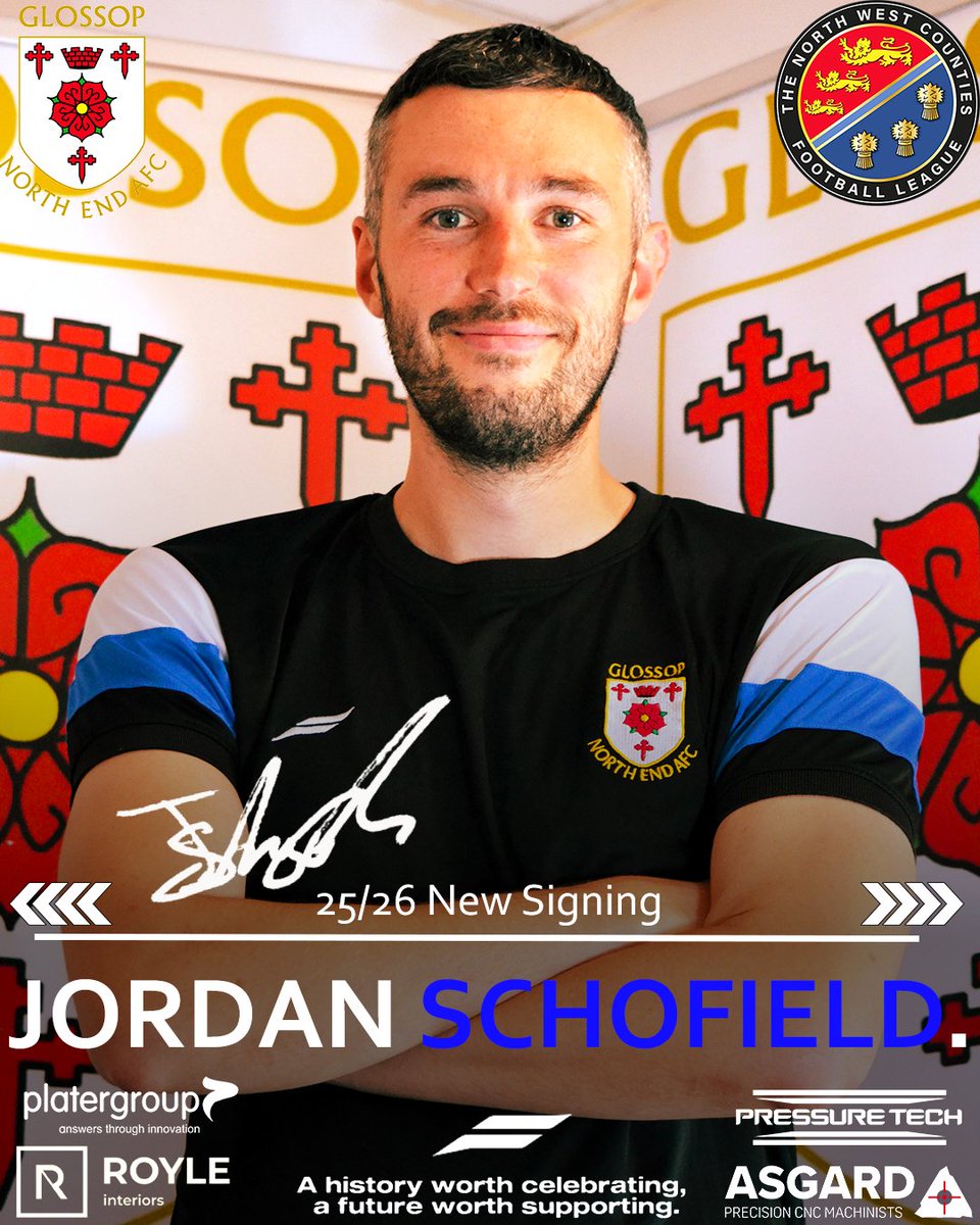 📢SIGNING ALERT
We're thrilled to announce the signing of Jordan Schofield from Chadderton!🔵

The commanding centre-half captained his side last season, racking up 53 appearances across 4 competitions👏

A leader, a warrior, &amp; now a Hillman - welcome to GNE Jordan!
#UpTheHillmen