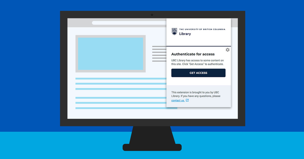 ubclibrary's tweet image. Have you downloaded the Library Access Browser Extension yet? Learn how to access UBC Library subscriptions from anywhere on the web. bit.ly/3Xnzxi5