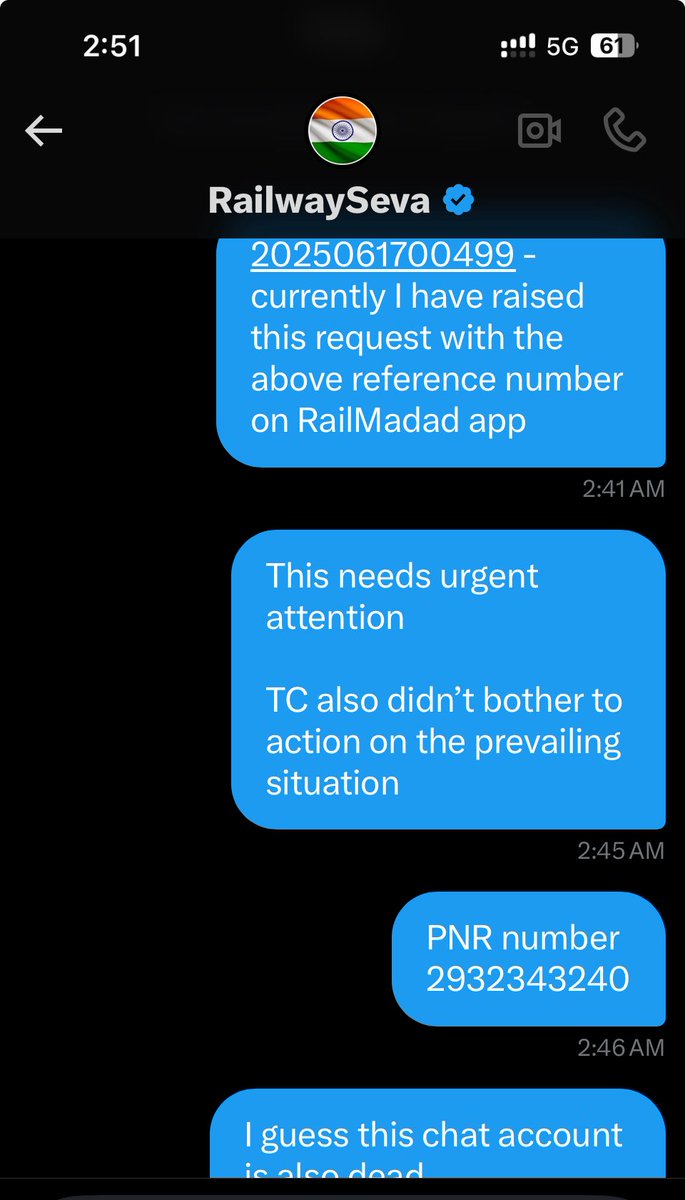 vilasg86's tweet photo. @IRCTCofficial poor response on a critical matter https://t.co/HcIANzGOMC