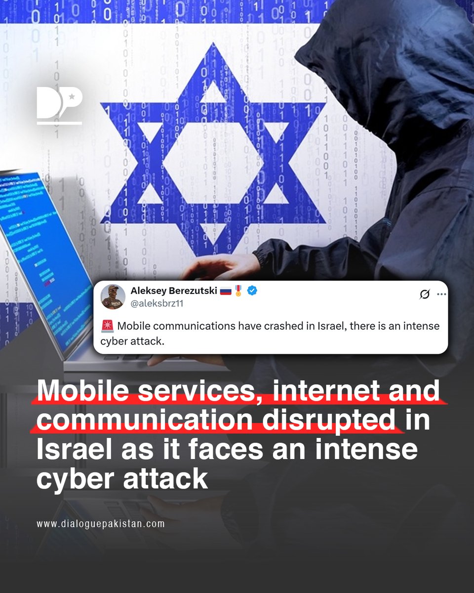 DialoguePak's tweet image. Mobile services, internet and communication disrupted in Israel as it faces an intense cyber attack

#DialoguePakistan #MobileServices #Internet #Disrupted #Intense #CyberAttack #Iran #Tehran #BallisticMissiles #TelAviv #Launches #IranianRetaliatoryStrikes