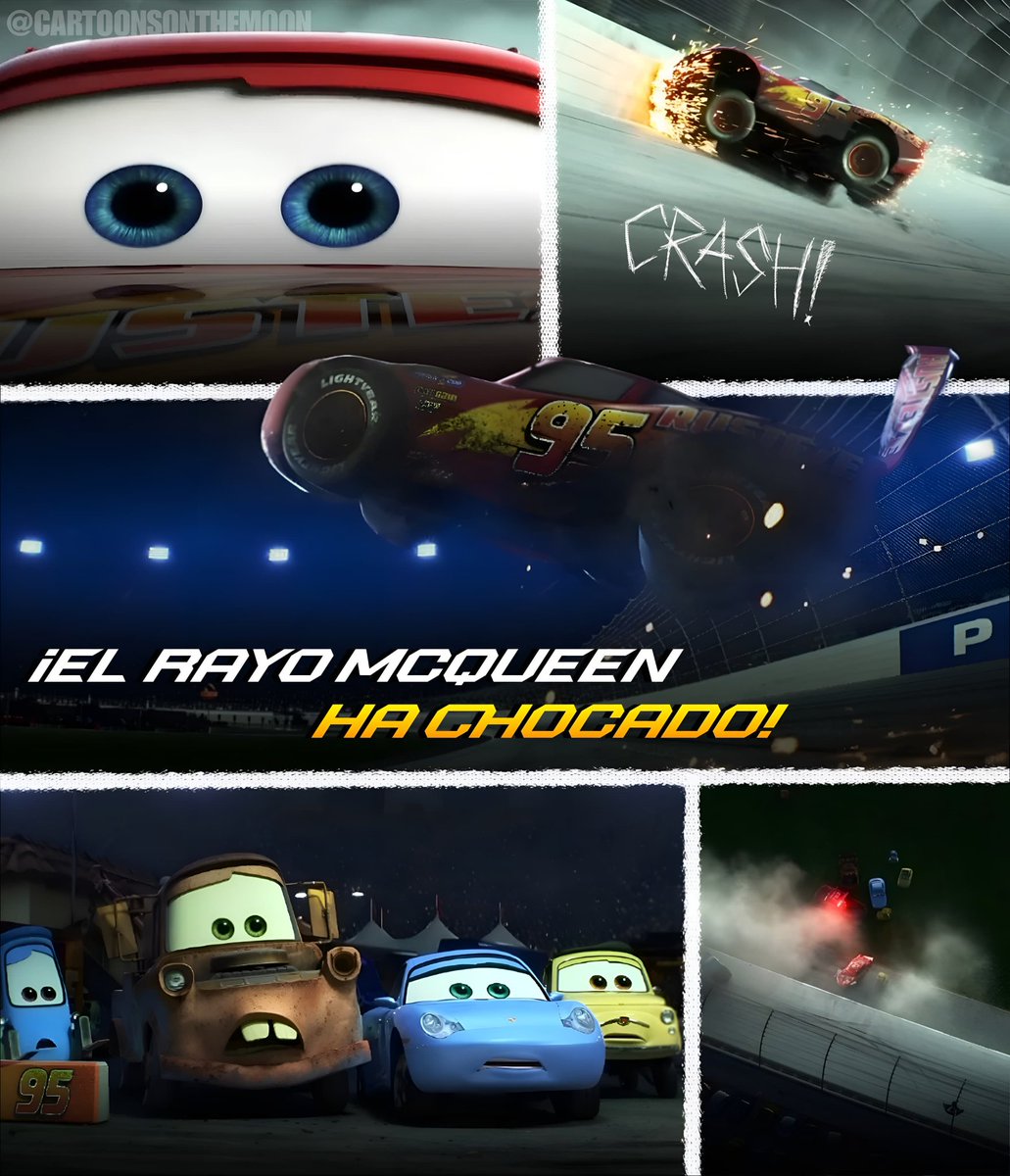 CartoonsOTMoon's tweet photo. Hace ocho años, Pixar estrenó Cars 3:

La historia donde el accidente más fuerte del Rayo McQueen, lo ayuda a entender que su camino ya no está solo en la pista...

Sino en continuar el legado de Hudson Hornet. https://t.co/LW8JzYxPrb