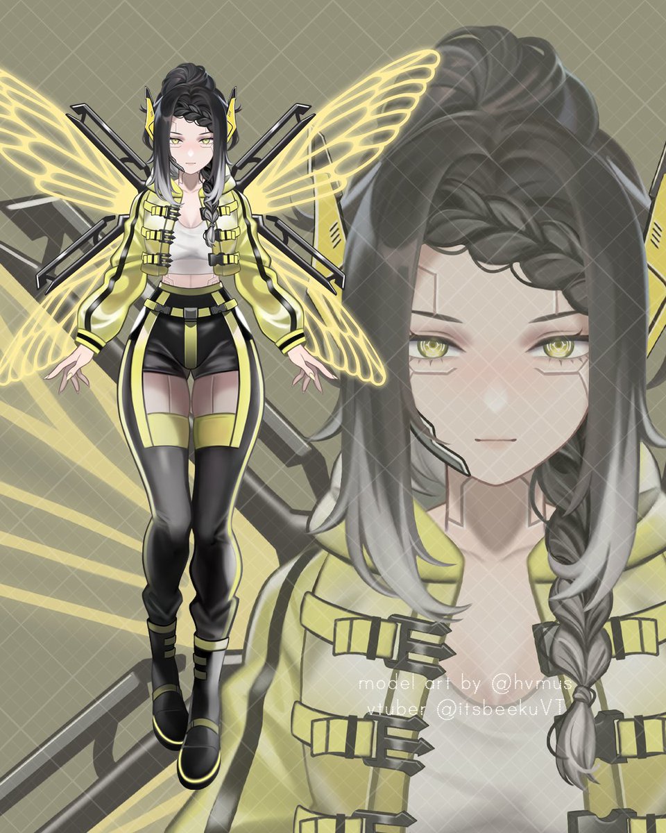 itsBeeku's tweet photo. Oh hey the Cyberpunk Bee Vtuber is back on the tweets. 

Come hangout with your favorite tired, sarcastic, and ragey bee buddy. 

No I don't make honey and no I dont recite the Bee movie script 

Model by @/4CIDC4NDY 

#vtuber #smallstreamer https://t.co/9OCIYHGSmZ