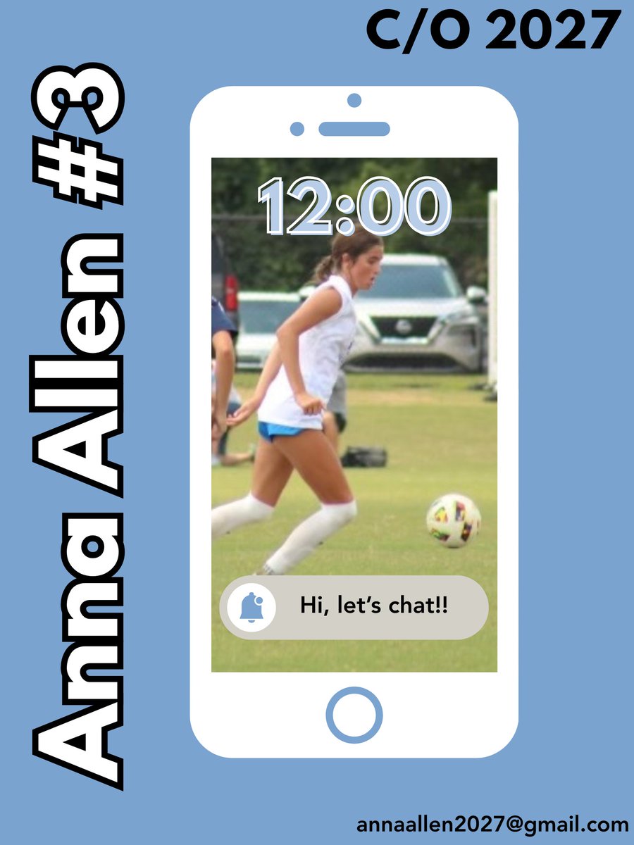 Anna Allen (@annaallen03) on Twitter photo June 15 has finally came! I am excited to begin this process and continue to get in contact with some amazing schools!
Check out my ECNL Greensboro highlights -->
hudl.com/v/2SCpyd
<a href="/ImYouthSoccer/">ECNL/GA/Recruiting/College Soccer</a> <a href="/ImCollegeSoccer/">College Soccer Truth ™</a> <a href="/PrepSoccer/">Prep Soccer ⚽️</a> <a href="/TheSoccerWire/">SoccerWire</a> <a href="/TannerOsborne27/">Tanner Osborne</a> June 15 has finally came! I am excited to begin this process and continue to get in contact with some amazing schools!
Check out my ECNL Greensboro highlights -->
hudl.com/v/2SCpyd
<a href="/ImYouthSoccer/">ECNL/GA/Recruiting/College Soccer</a> <a href="/ImCollegeSoccer/">College Soccer Truth ™</a> <a href="/PrepSoccer/">Prep Soccer ⚽️</a> <a href="/TheSoccerWire/">SoccerWire</a> <a href="/TannerOsborne27/">Tanner Osborne</a>