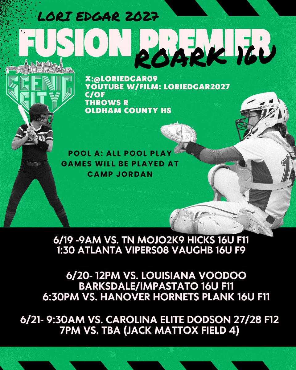 Lori Edgar (@loriedgar09) on Twitter photo Can't wait to be back with this team at Scenic City! Come catch a game with <a href="/fusionpremier/">Fusion 16U Premier Roark</a>!
<a href="/CoachDave_GC/">Dave Woolums</a> <a href="/BaileyDillender/">Bailey Dillender</a> <a href="/NKUNorseSB/">NKU Softball 🥎</a> <a href="/IndStSoftball/">Indiana State Softball</a> <a href="/SUSoftball/">Spalding U Softball</a> <a href="/MidwayUSoftball/">MidwayU Softball</a>
<a href="/EKU_Softball/">EKU Softball</a> <a href="/BereaSoftball/">Berea softball</a> <a href="/EmorySoftball/">Emory Softball</a> <a href="/SUSoftball/">Spalding U Softball</a> <a href="/BUKnightsSB/">Bellarmine Softball</a> Can't wait to be back with this team at Scenic City! Come catch a game with <a href="/fusionpremier/">Fusion 16U Premier Roark</a>!
<a href="/CoachDave_GC/">Dave Woolums</a> <a href="/BaileyDillender/">Bailey Dillender</a> <a href="/NKUNorseSB/">NKU Softball 🥎</a> <a href="/IndStSoftball/">Indiana State Softball</a> <a href="/SUSoftball/">Spalding U Softball</a> <a href="/MidwayUSoftball/">MidwayU Softball</a>
<a href="/EKU_Softball/">EKU Softball</a> <a href="/BereaSoftball/">Berea softball</a> <a href="/EmorySoftball/">Emory Softball</a> <a href="/SUSoftball/">Spalding U Softball</a> <a href="/BUKnightsSB/">Bellarmine Softball</a>
