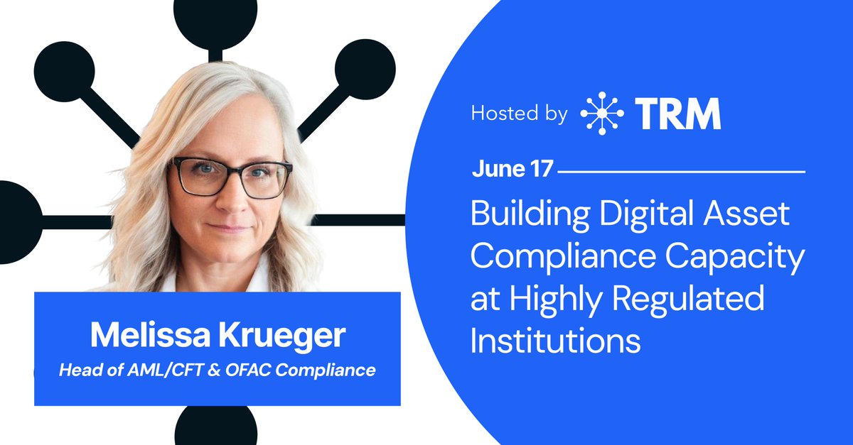 🎙️Today at @TRMLabs' Digital Asset Compliance Summit, Melissa Krueger, Head of AML/CFT &amp; OFAC Compliance at Cross River, joins “Building Digital Asset Compliance Capacity at Highly Regulated Institutions”.

Alongside fellow industry experts, Melissa will dive into compliance