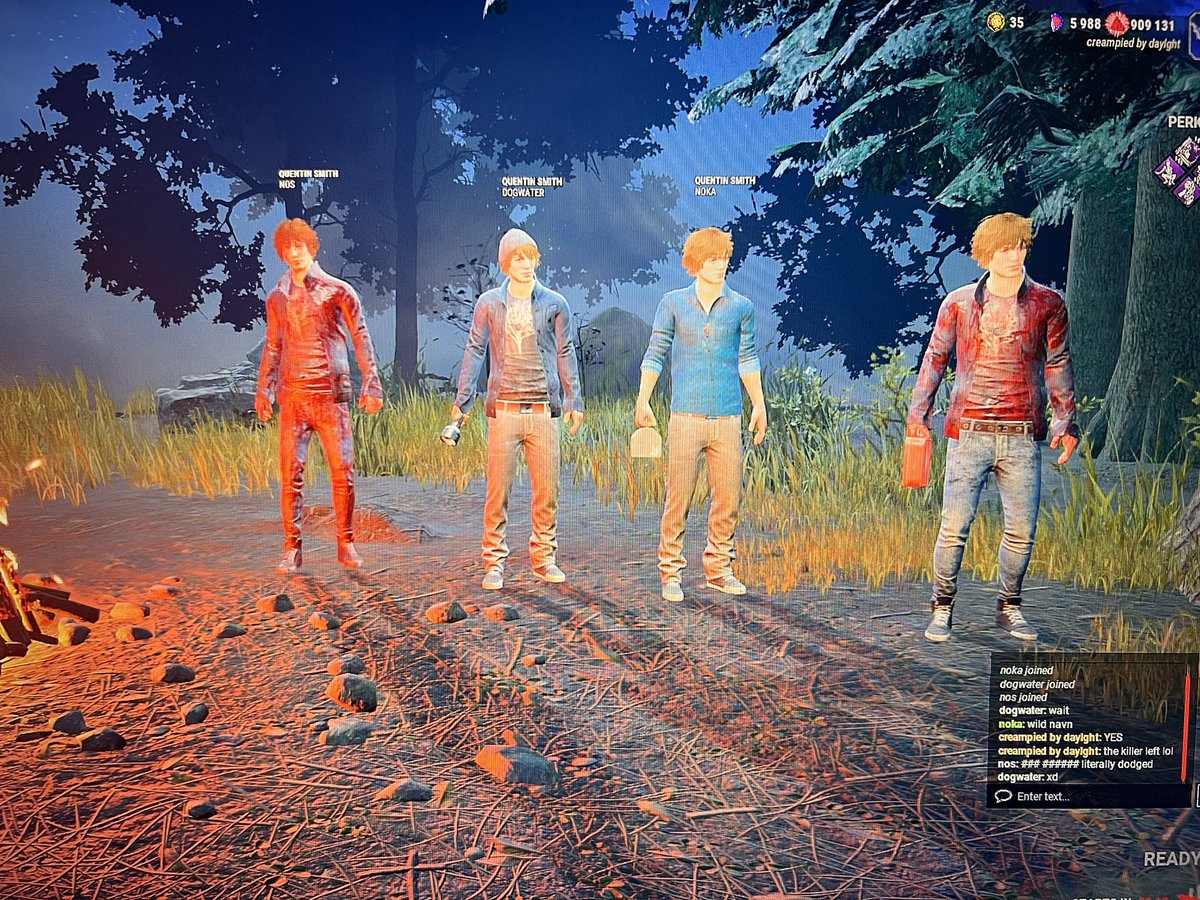 randoms all switched to Quentin and the killer immediately dodged 😭