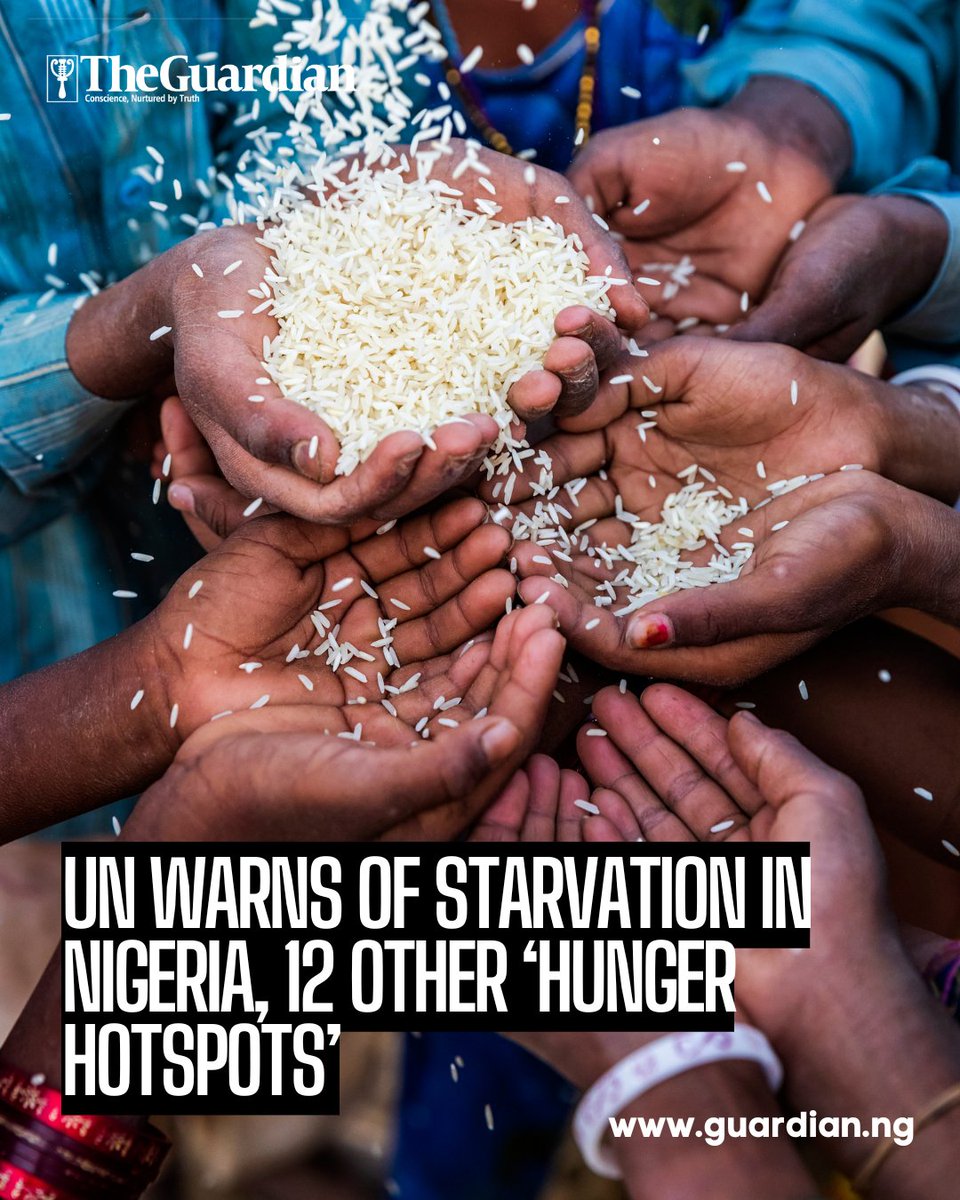 A global hunger emergency is unfolding and Nigeria is on the list. The United Nations has listed Nigeria among 13 countries facing worsening food crises in the coming months. According to a joint report by the UN’s Food and Agriculture Organization (FAO) and World Food Programme