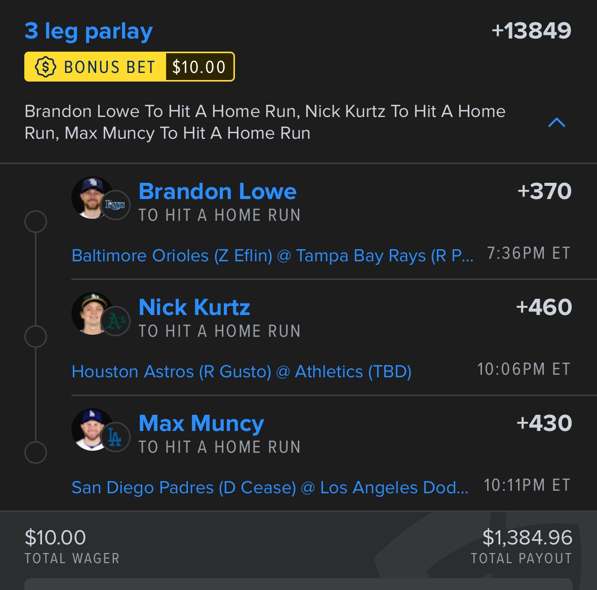 3 man lotto for yall 💥

I also like Lawrence Butler for Oaks - but  Kurtz will be slept on for that b2b Nuke. 

I’ll have one more plays posted in the cord soon. Let’s secure tonight 🫡