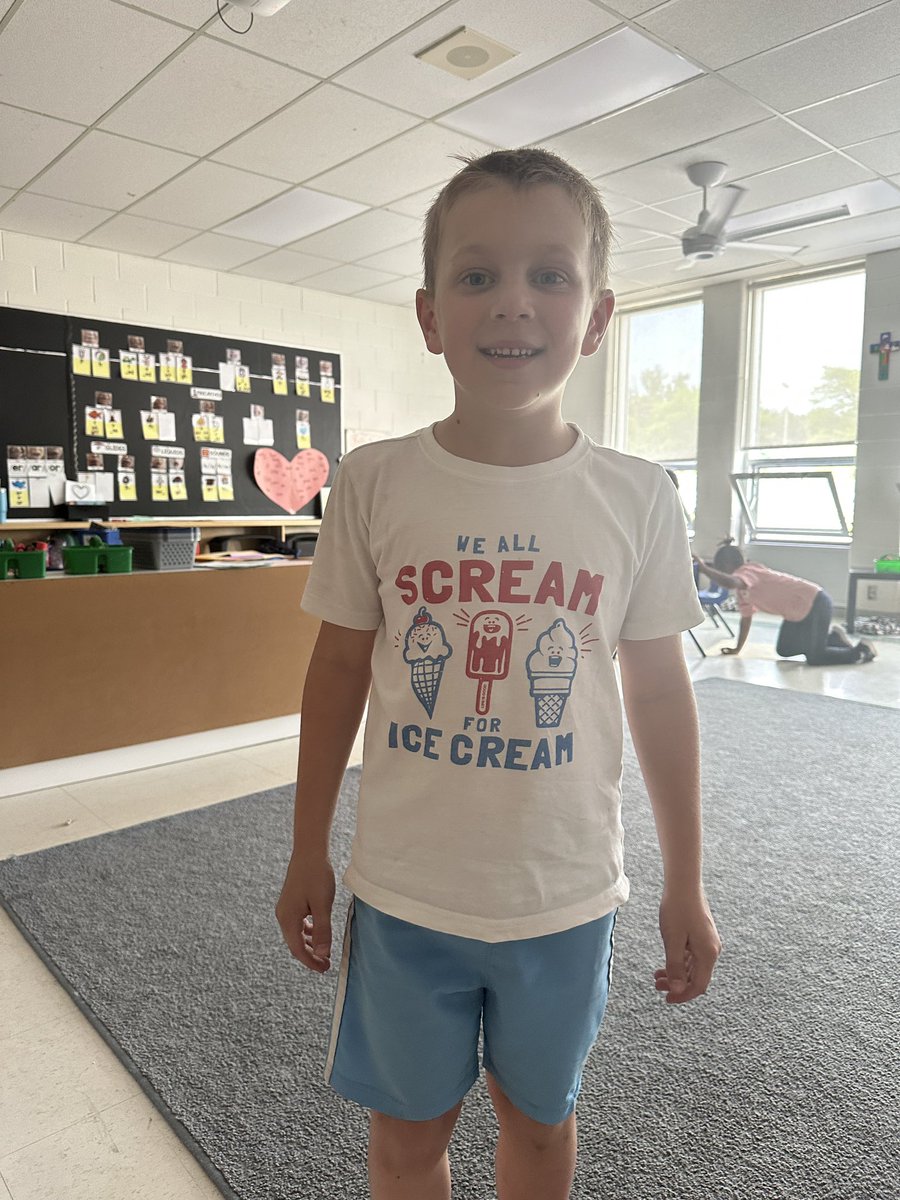 This guy wore the appropriate shirt for today.  That’s right! Our Wonderful Ones are having an ice cream party!