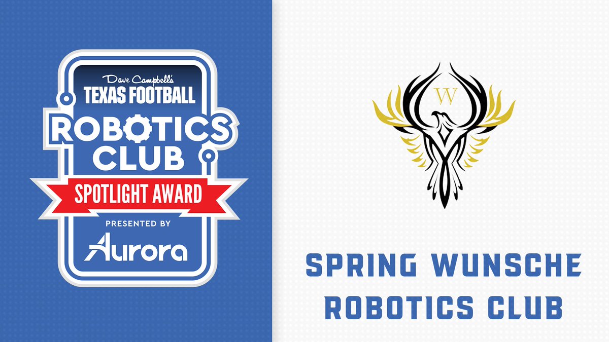 Dave Campbell's Texas Football — TexasFootball.com (@dctf) on Twitter photo Congratulations to the Spring Wunsche High School Robotics Club on being one of the Robotics Club Spotlight Award Winners of 2025 presented by <a href="/aurora_inno/">Aurora</a>!
Watch: youtu.be/tImk1j4-iek
<a href="/cwhs_springisd/">Carl Wunsche Sr. High School</a> <a href="/SpringISD/">Spring ISD</a> <a href="/SpringISD_CTE/">SpringISD_CTE</a> Congratulations to the Spring Wunsche High School Robotics Club on being one of the Robotics Club Spotlight Award Winners of 2025 presented by <a href="/aurora_inno/">Aurora</a>!
Watch: youtu.be/tImk1j4-iek
<a href="/cwhs_springisd/">Carl Wunsche Sr. High School</a> <a href="/SpringISD/">Spring ISD</a> <a href="/SpringISD_CTE/">SpringISD_CTE</a>
