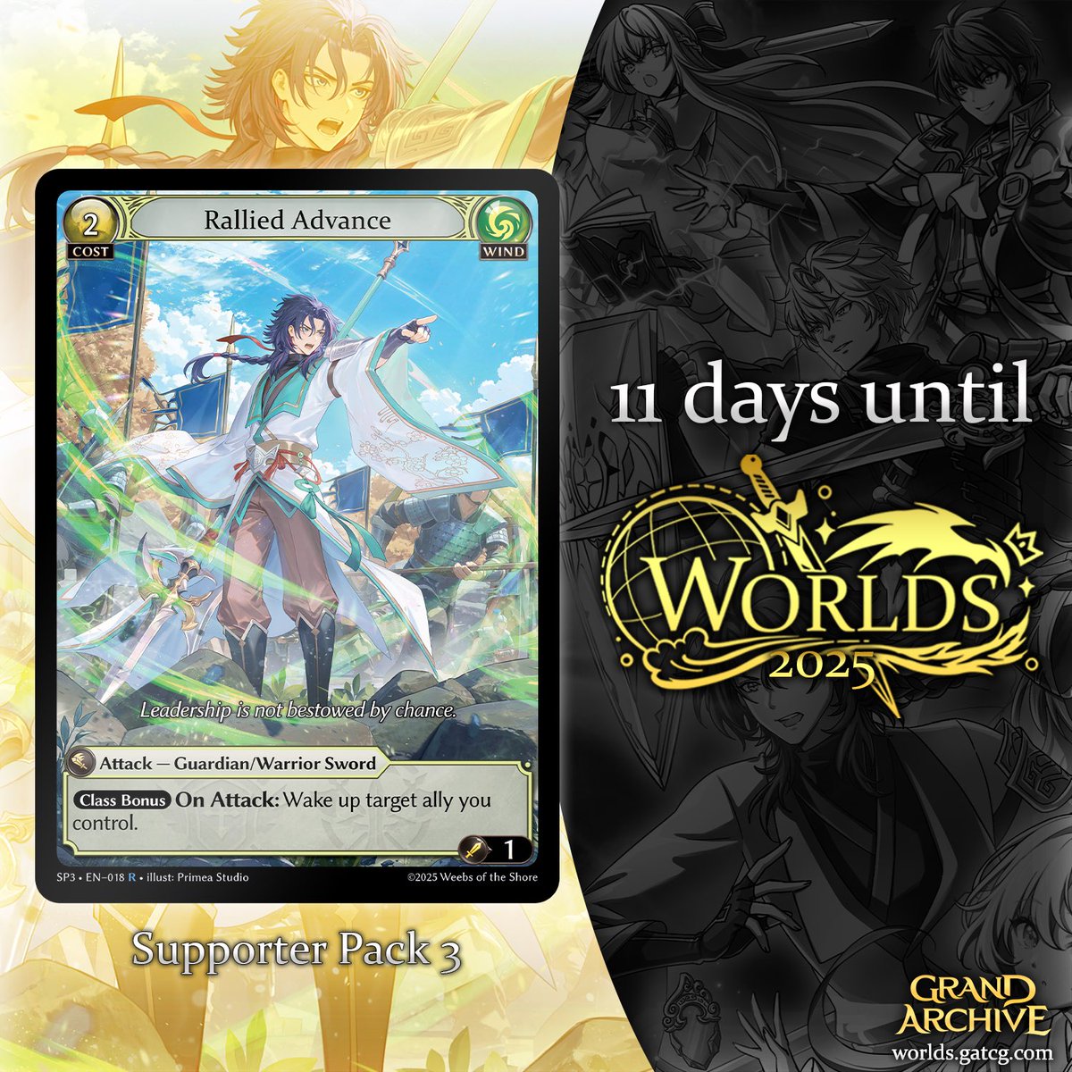 The World Championships are fast approaching!

Here is your first look at Rallied Advance from Supporter Pack 3, making its debut at Worlds 2025!

Worlds 2025 Information: worlds.gatcg.com

Introducing Supporter Pack 3: gatcg.com/article/introd…