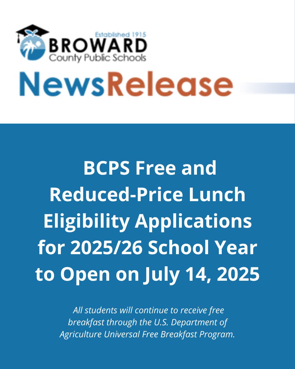 Beginning next school year, Broward County Public Schools (BCPS) families will need to apply to determine their eligibility for free and  reduced-price lunches.

Over the past two years, BCPS offered free lunches to all students  through temporary federal funding. That funding