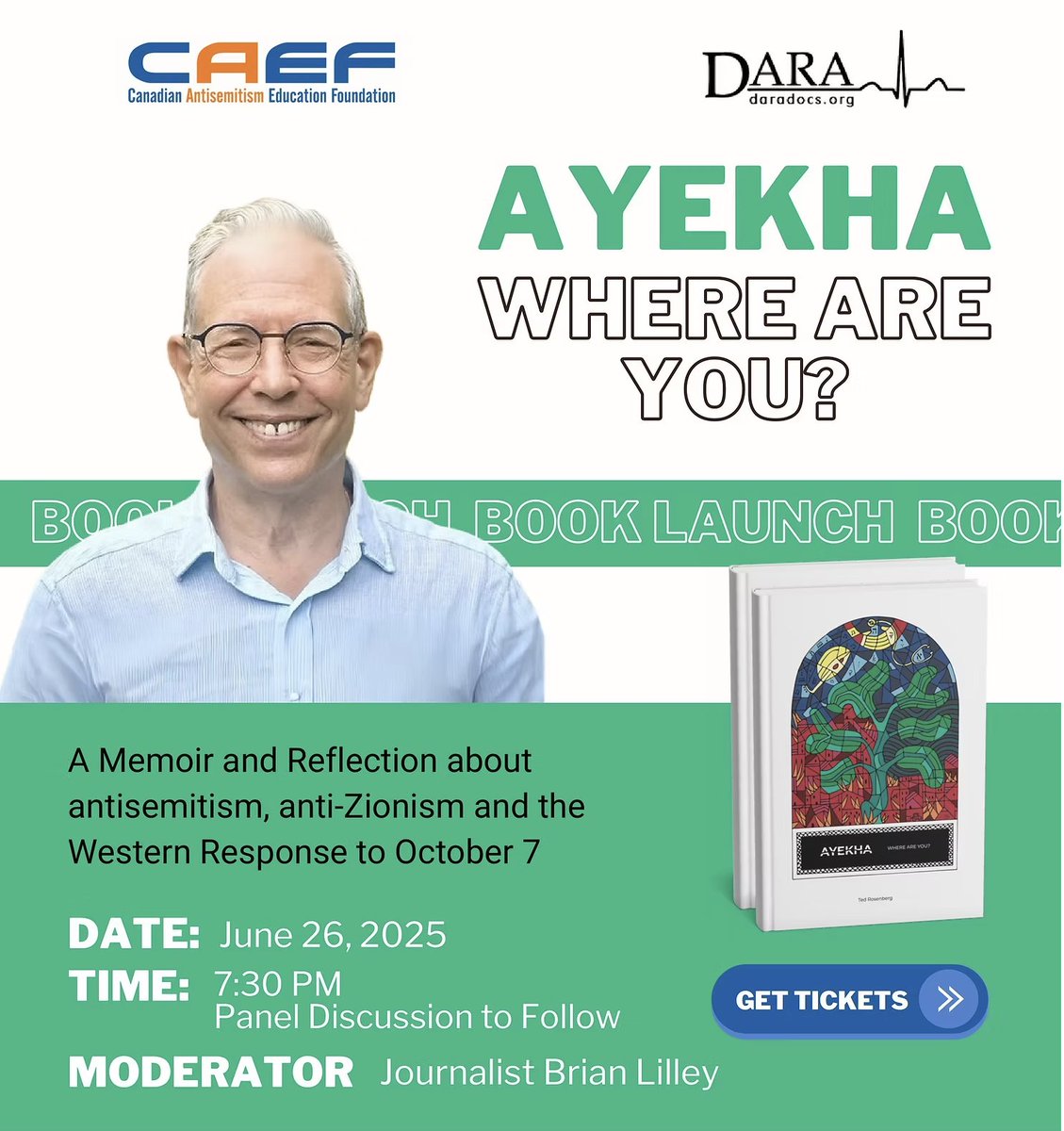 Join us for the book launch of Ayekha, Where Are You? by Dr. Ted Rosenberg, hosted by
@CAEFcan
📚 Explore this compelling story, Wed, June 26, 7:30 PM EDT, Toronto. Details: caef.ca/post/book-laun…