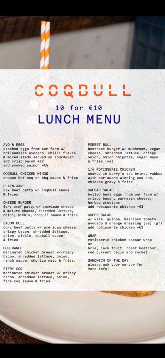 MIDWEEK €10 LUNCH MENU
.
check it out!
.
something for all taste buds ❤️
.
#limerickcitylunch #€10lunch #castletroylunch