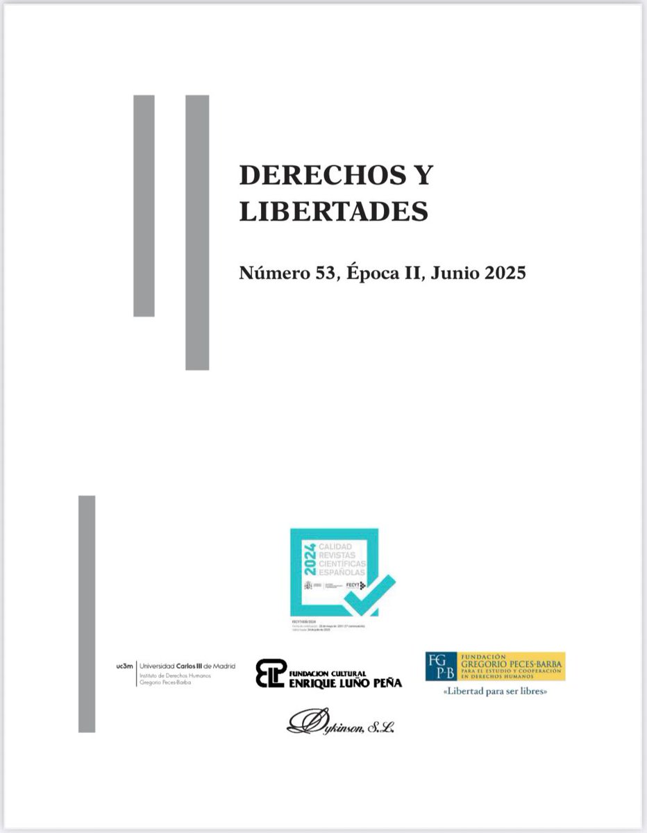 🚨 ¡Atención! 🚨

📘 #RevistaDerechosyLibertades Nº 53 (2025) <a href="/idhbc_uc3m/">Derechos Humanos (IDHPB)</a> <a href="/uc3m/">UC3M</a> <a href="/dykinsonlibros/">Librería - Editorial Dykinson 📚</a>

📌 La Revista aborda los problemas teóricos y prácticos de los derechos humanos desde la Filosofía del Derecho y la Filosofía Política

⬇️ ¡Léelo aquí! ⬇️
🔗 doi.org/10.20318/dyl.2…
