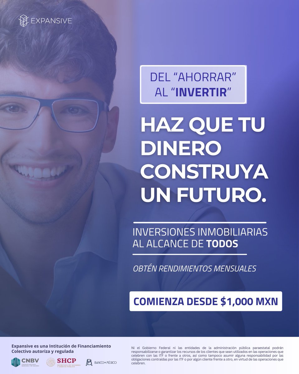 📊 Haz que tu dinero crezca con respaldo real.

En Expansive inviertes en desarrollos inmobiliarios que buscan financiamiento. Tú aportas el capital, recibes intereses mensuales y tu inversión está protegida con garantías inmobiliarias 🏘️📋

#crowdfundinginmobiliario