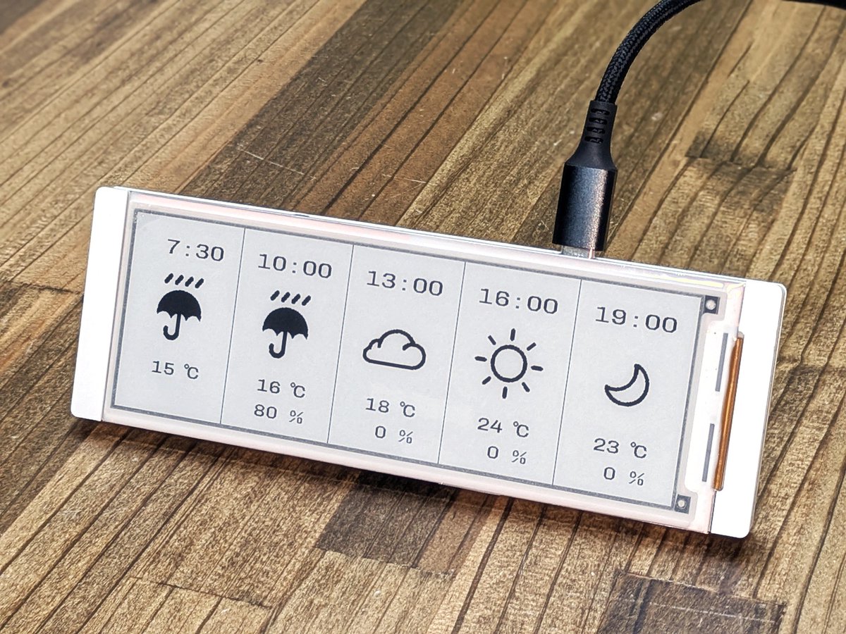 電子ペーパーに天気予報を表示するやつ、自分好みのフォントにしました。ベースとしたソースではビットマップフォントを作るのにPCtoLCD2002というソフトウェアを使っていたけれど、UIが中国語なのと設定が多様すぎるので、単純化したPythonスクリプトを書きました。
github.com/cubic9com/Font…