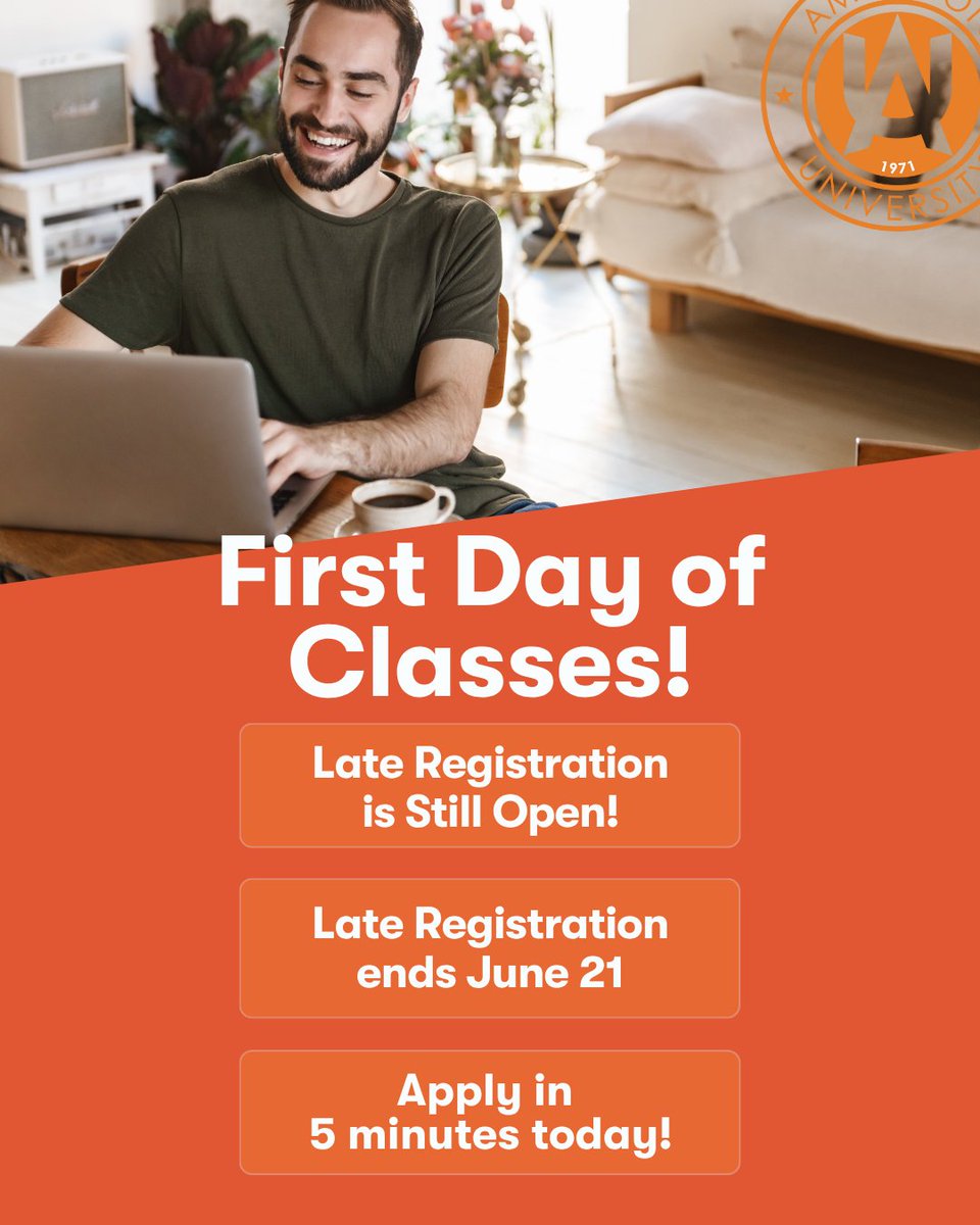 AmbertonU's tweet photo. Today’s the day — and it’s not too late to join us.
 Summer classes have officially started at Amberton, but there’s still time to enroll through late registration!
📅 Late registration ends June 21 — your goals are still within reach. https://t.co/YU8c1Ex8hA